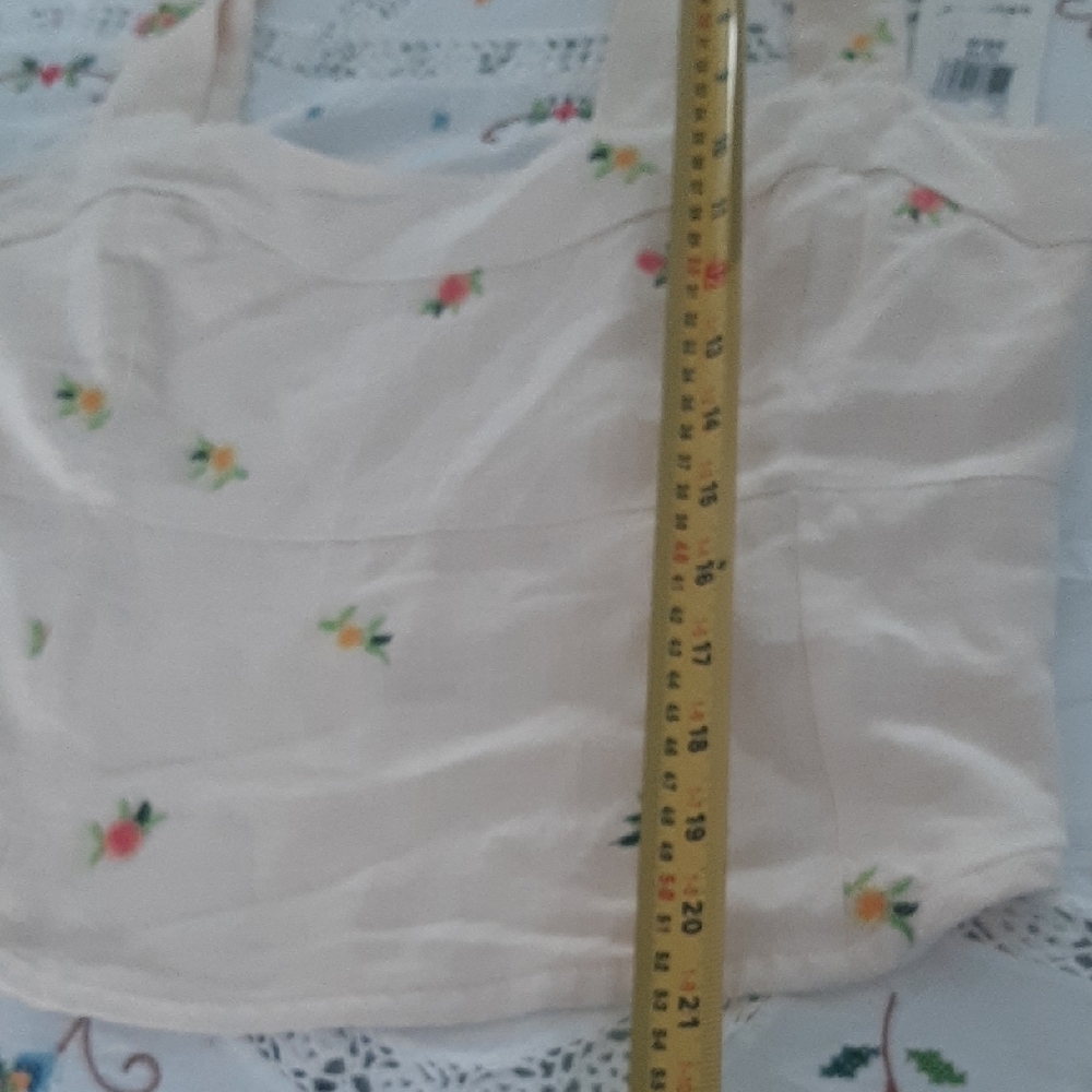NWT π Dex Floral EMROIDERED Linen Blend Crop Top w Adjustable Straps Sz XL - Picture 12 of 16